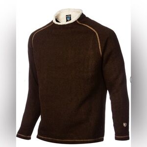 Kuhl Alfpaca Fleece Sweater Crewneck Pullover Long Sleeve Mens Size M Brown